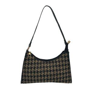 Houndstooth Pattern Fabric Shoulder Bag